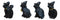 Set of 4 Halloween Black Cats With Witch Hats Broom Pentagram Mini Figurines