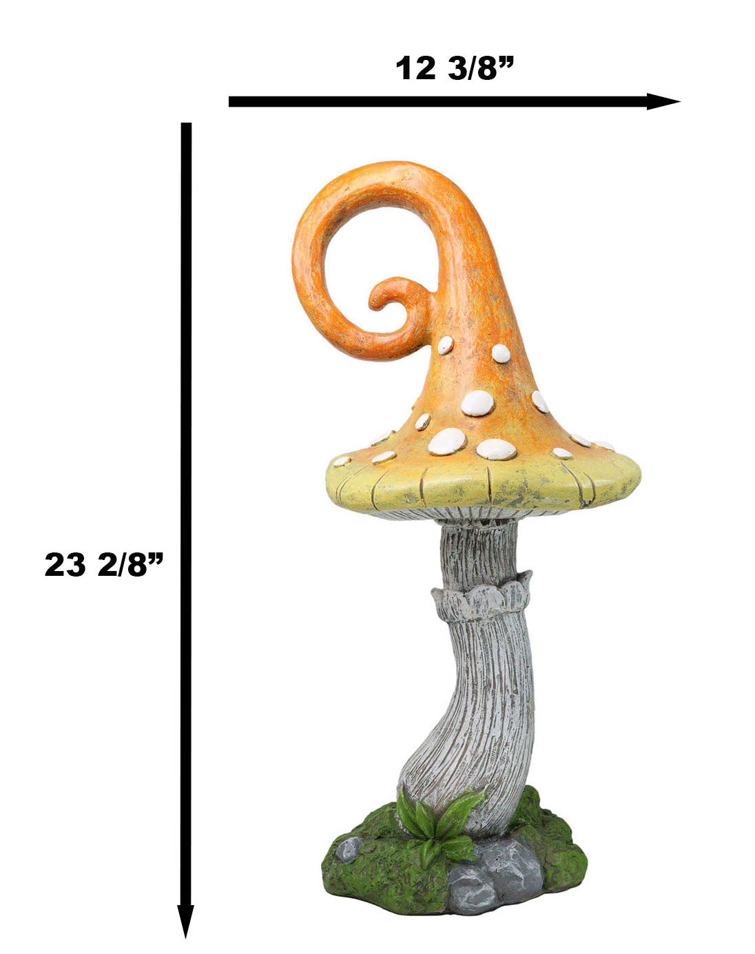 Large Fairy Garden Orange Meringue Crooked Toadstool Mushroom Figurine 23"H - Ebros Gift
