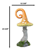 Large Fairy Garden Orange Meringue Crooked Toadstool Mushroom Figurine 23"H