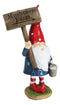 Whimsical Garden Mr Gnome With Hammer and Mushroom Farm Plank Sign Figurine