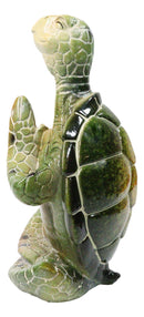 Nautical Marine Green Turtle in Blissful Meditation Decorative Figurine 6.25" L