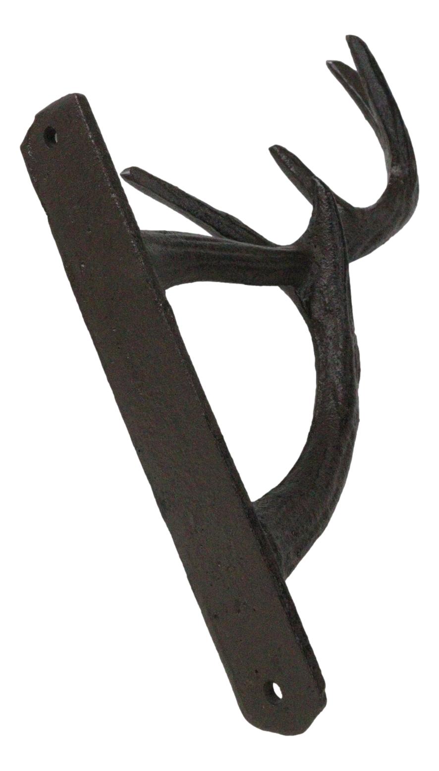 Set of 2 Cast Iron Vintage Western Rustic Deer Antlers Multi Point Wall Hooks