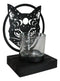Wicca Phases of The Moon Celestial Black Cat Metal Votive T-Lite Candle Holder