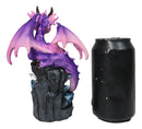Whimsical Adorable Purple Dragon Perching On LED Crystal Cave Rocks Figurine