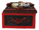 Skeleton Bride and Groom Keepsake Trinket Box with Red Roses Gothic Skull Lovers