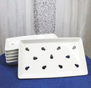 Pack Of 6 Ceramic White Neta Zara Sushi Case Plates With Drip Holes 9" By 5"