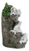 Snow Capped Wolf Den Rocky Cave Lair With Pine Trees LED Display Stand Sculpture