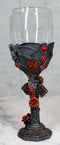 Gothic Macabre Flying Bat Cathedric Cross With Red Gems And Roses Wine Goblet
