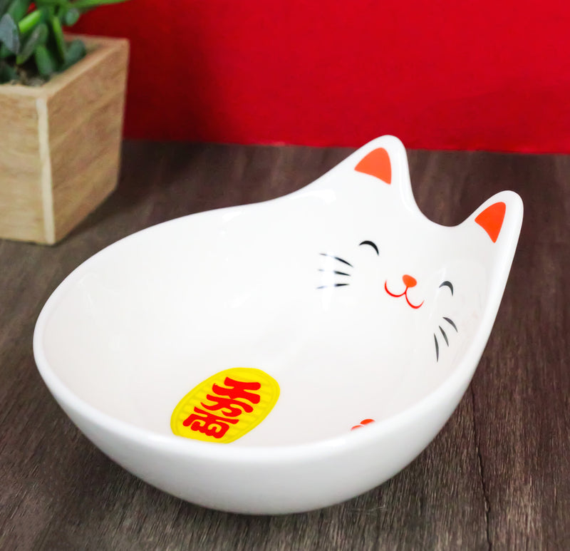 Pack Of 4 Maneki Neko Lucky Cat Small 4.75" D Appetizer Coupe Plate Dish Bowls