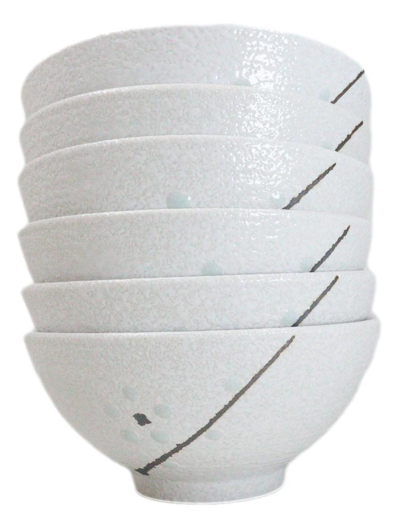 Pack Of 6 Ceramic Yukino Hana Collection Small Rice Soup Appetizer Bowls 10oz