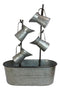 Galvanized Metal Rustic Watering Cans Cascading Basin Electric Water Fountain