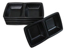 Pack Of 6 Black Silk Melamine 2 Partition Condiment Sauce Dipping Bowl or Dishes