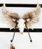 Rustic Western Cow Skull With Horns And Angel Wings Wall Double Hooks Sculpture