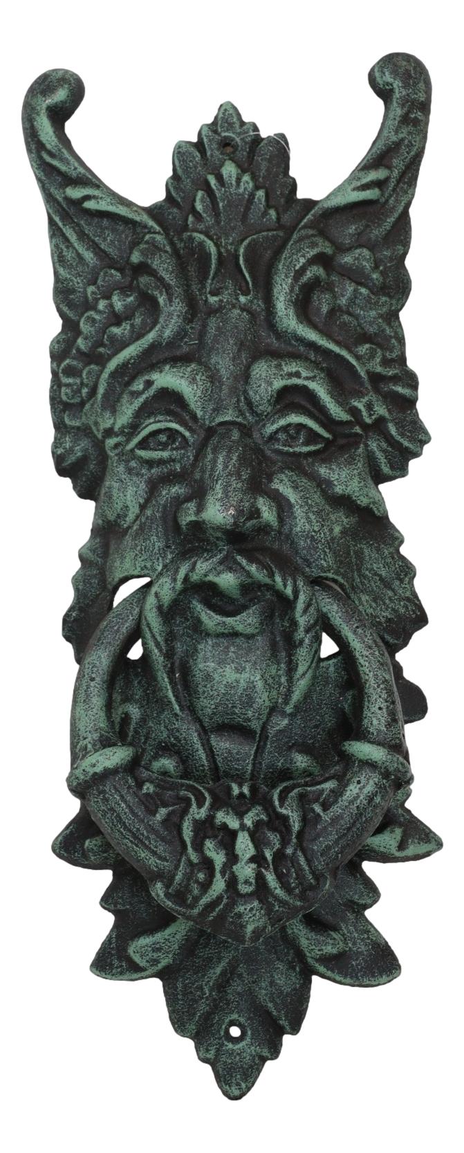 Cast Iron Verdigris Wiccan Celtic Greenman Forest Tree Ent Spirit Door Knocker