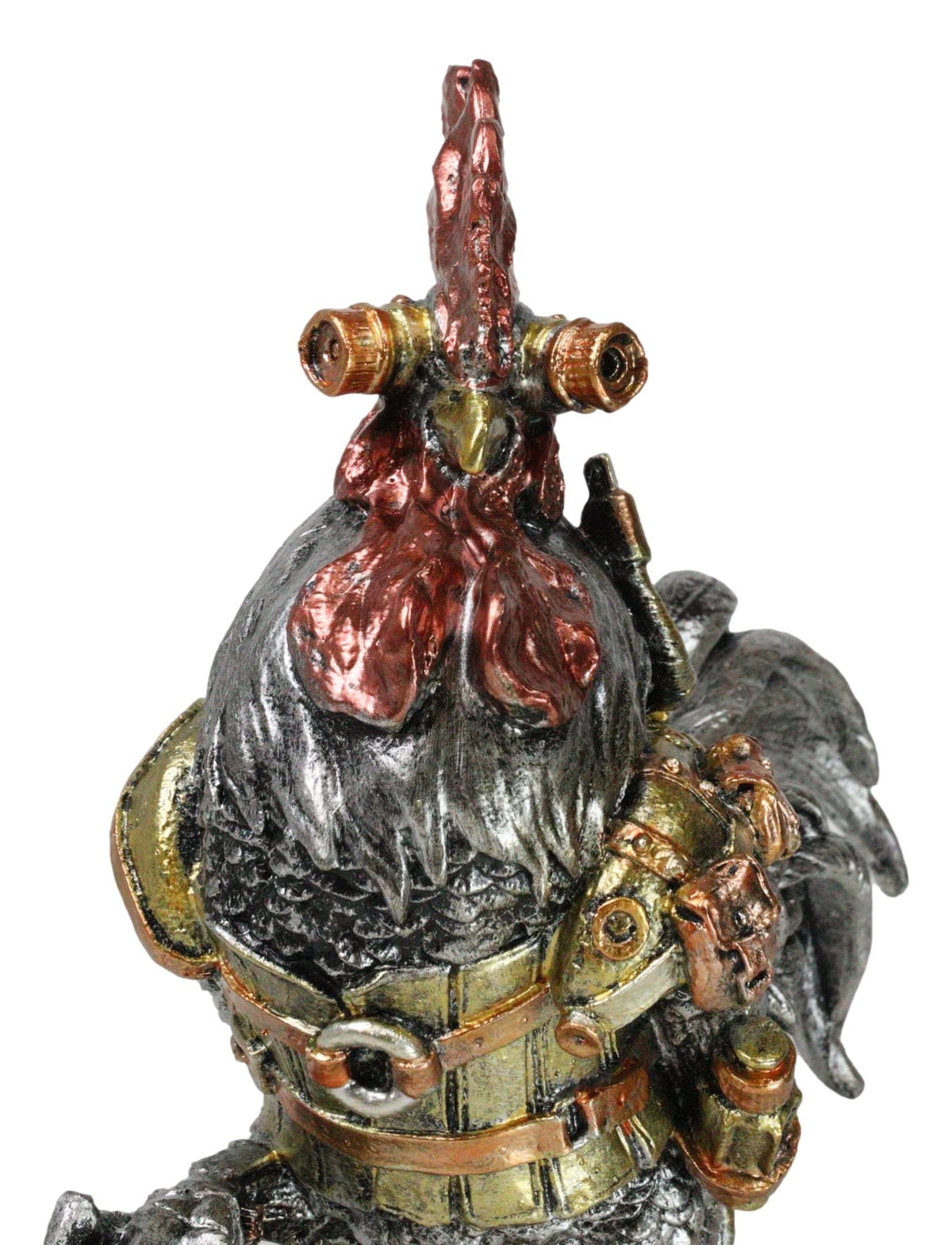 Steampunk Gearwork Robotic Cyborg Rooster Chicken In Battle Armor Figurine - Ebros Gift