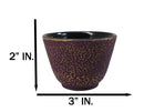 Pack Of 4 Burgundy Red With Gold Cast Iron Tetsubin Textured Tea Cups 3oz