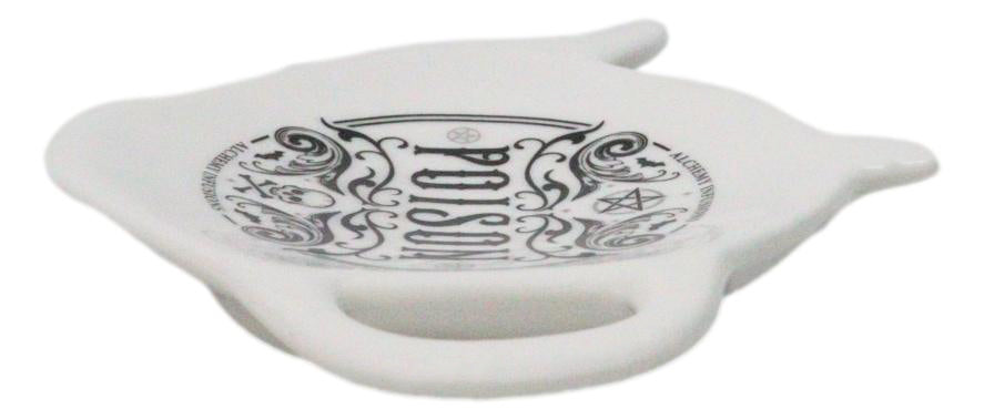 Pack Of 2 Wicca Poison Witch Alchemy Ceramic Tea Spoon Or Bag Holder Plates