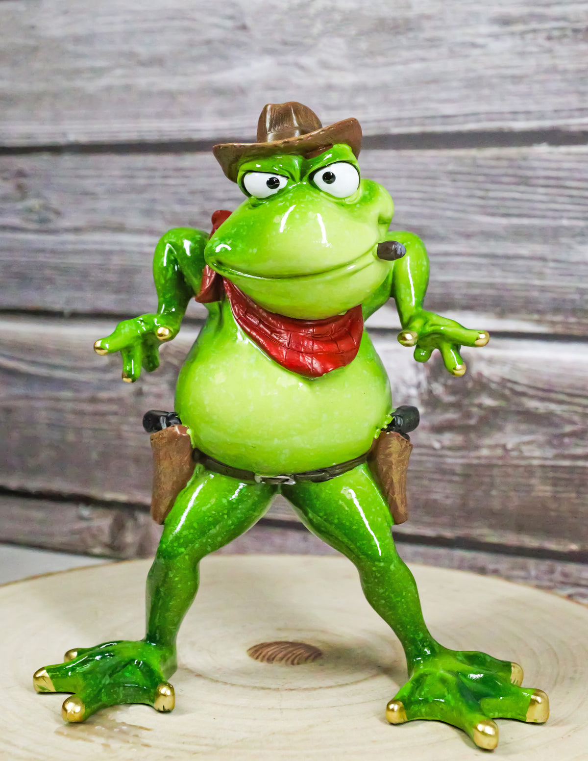 Wild West Cowboy Toad Frog In Standoff With Hat Cigar And 2 Pistols Figurine - Ebros Gift