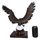 Large Wings Of Liberty Bald Eagle Set On American Flag Statue With Base 17"
