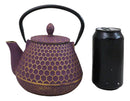 Traditional Oriental Tetsubin Purple Honeycomb Design Cast Iron Teapot 32oz