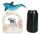 Marine Life Blue Dolphin Swimming Over Coral Arch Reef With LED Acrylic Figurine