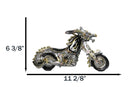 Dragon Motorcycle Metallic Silver & Gold Hot Rod Bike Sculpture Flame Accents