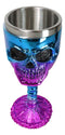 Metallic Blue And Pink Plated Skull With Skeleton Spine And Bones Wine Goblet