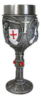 Medieval Templar Crusader Knight Suit of Armor On Horse Wine Goblet Chalice Cup