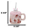 Bunny Rabbit Toadstool Mushrooms Pink Ceramic Mug With Silicone Lid And Straw