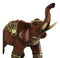 Feng Shui Faux Wood Right Facing Trunk Up Elephant With Golden Tapestry Figurine