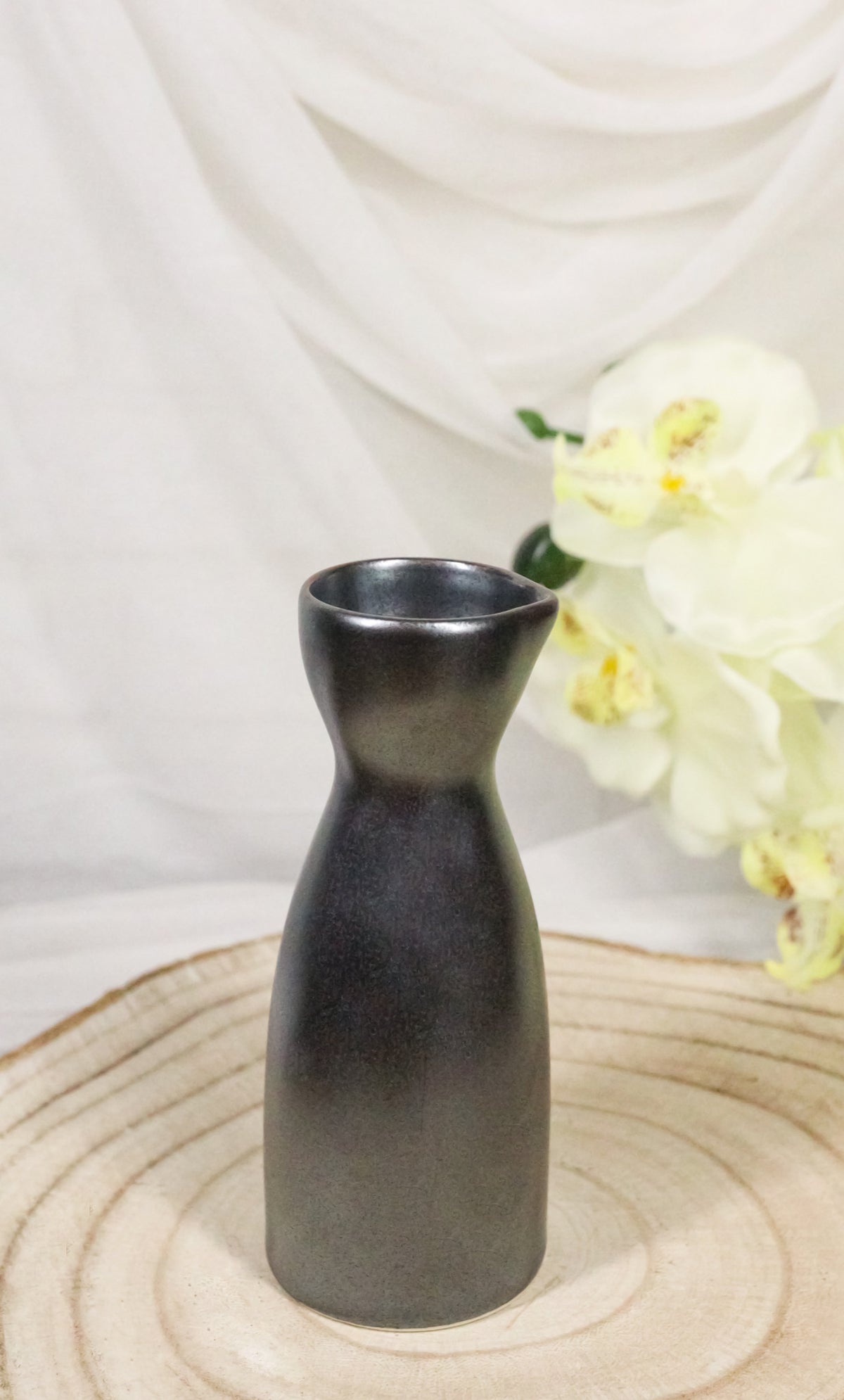 Pack Of 6 Porcelain Iron Black Tetsu Kesho Japanese Wine Sake Tokkuri Flasks