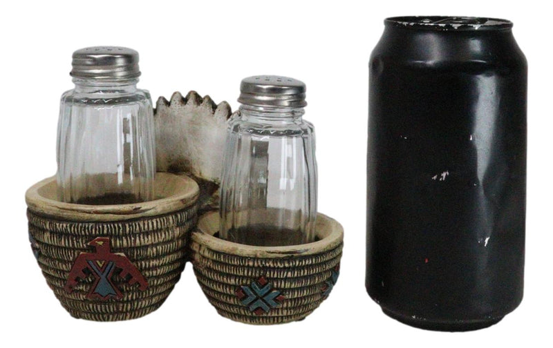 Native American Indian Chieftain Skull With Headdress Salt Pepper Shakers Set