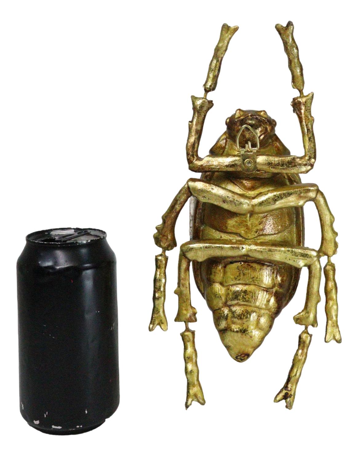 Modern Chic Gold Leaf Carpet Beetle Resin Wall Sculpture Or Table Decor