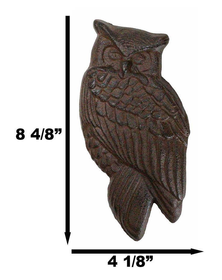 Cast Iron Metal Rustic Country Forest Nocturnal Owl Bird Door Knocker Sculpture