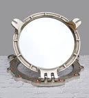 Polished Aluminum Nautical Marine Round Ship Porthole Folding Wall Mirror 14.5"D