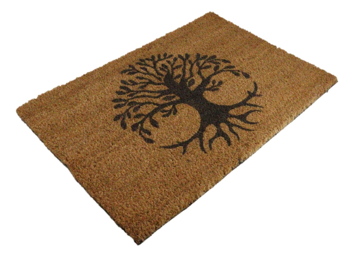 Tree Of Life Eden With Dendritic Roots Coir Coconut Fiber Floor Mat Doormat - Ebros Gift