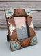 Rustic Western Longhorns Silver Conchos Turquoise Gems Picture Photo Frame 4"X6"