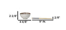 Ceramic Floral Arabesque Double Rice Bowl Gift Set with Chopsticks 10oz Bowls