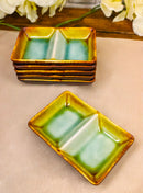 Pack Of 6 Midori Kannyu Ceramic Double Partition Sauce Condiment Dishes 4oz