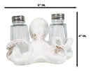Antique White Nautical Marine Cephalopod Octopus Salt Pepper Shakers Holder Set