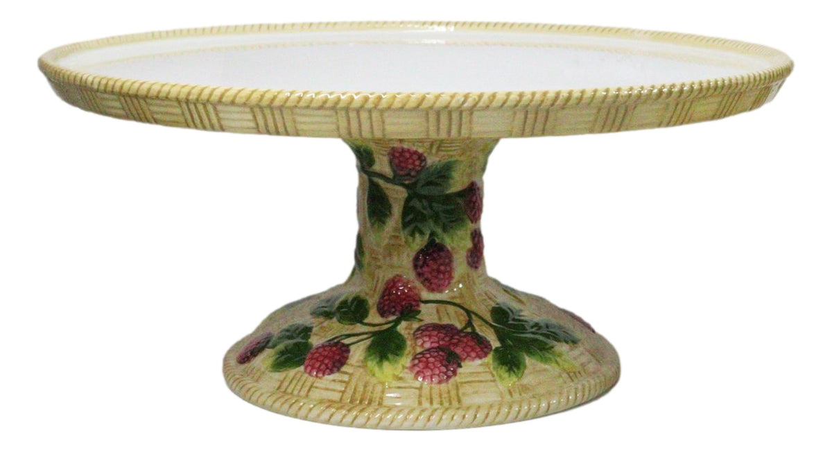 European Vineyard Grapes Ceramic Pastry Pedestal Plate Cake Stand With Dome Lid