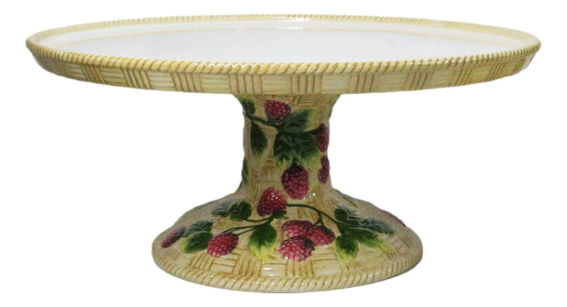 European Vineyard Grapes Ceramic Pastry Pedestal Plate Cake Stand With Dome Lid