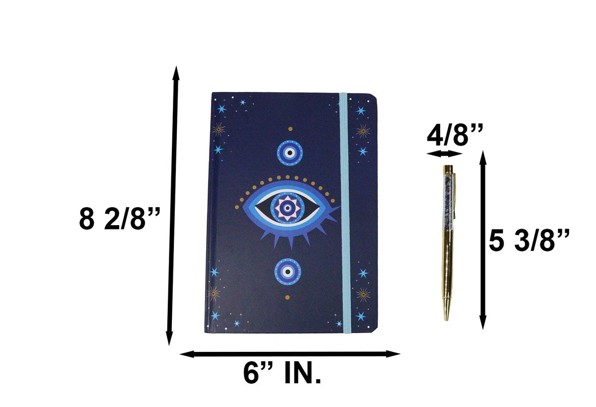 Ebros Wicca Blue All Seeing Evil Eye A5 Notebook Journal with Crystal Pen
