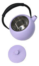 Pastel Purple Minimalist Tilted Round Cast Iron Teapot 28oz Tea Pot With Handle