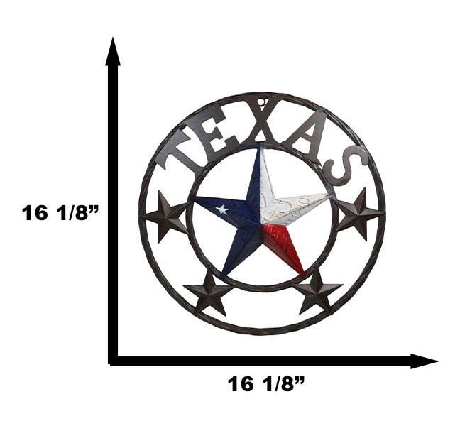 Western Patriotic Lone Star State Texas With Mini Stars Metal Wall Circle Sign