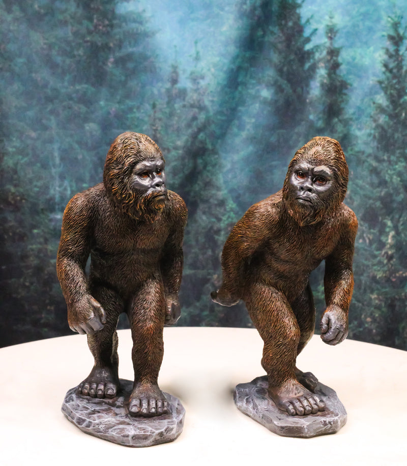 Set of 2 Forest Mythical Creature Sasquatch Bigfoot Cryptid Apes Figurines