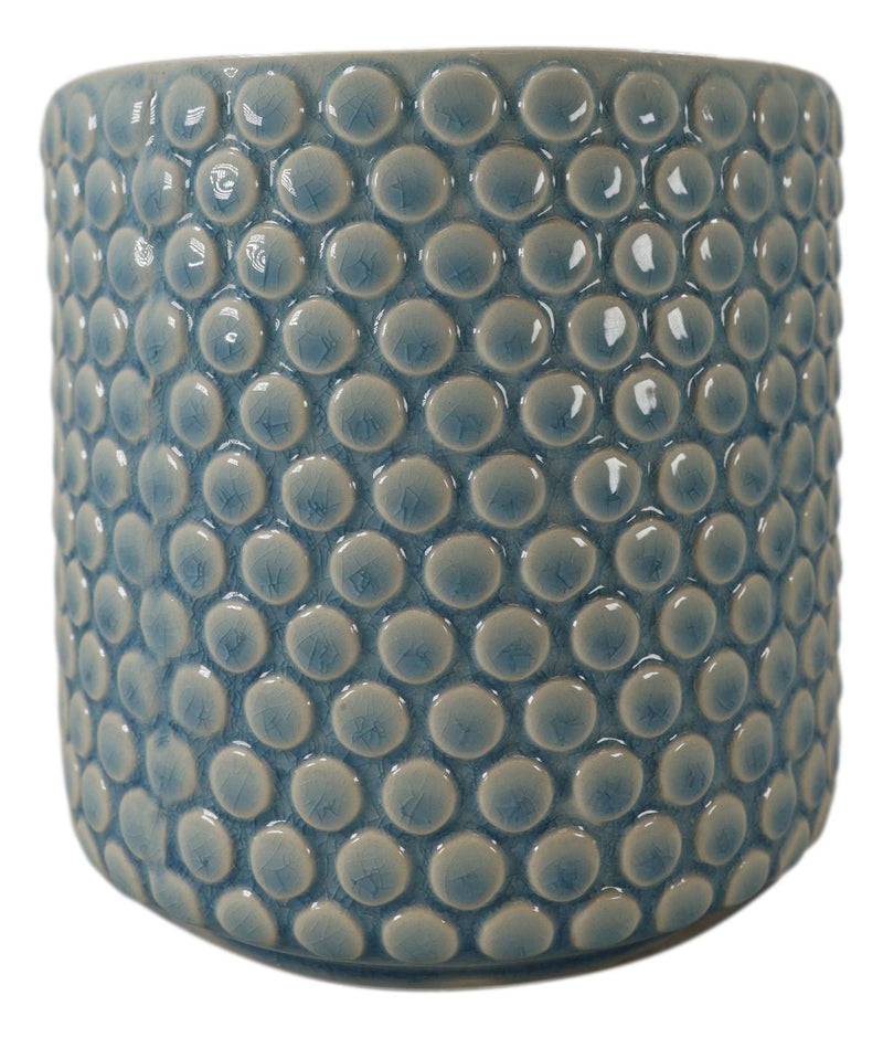 small turquoise plant pot Ceramic Turquoise Sky Blue Bubbles Dots Crackle Glazed Floral Vase Pla– Ebros Gift