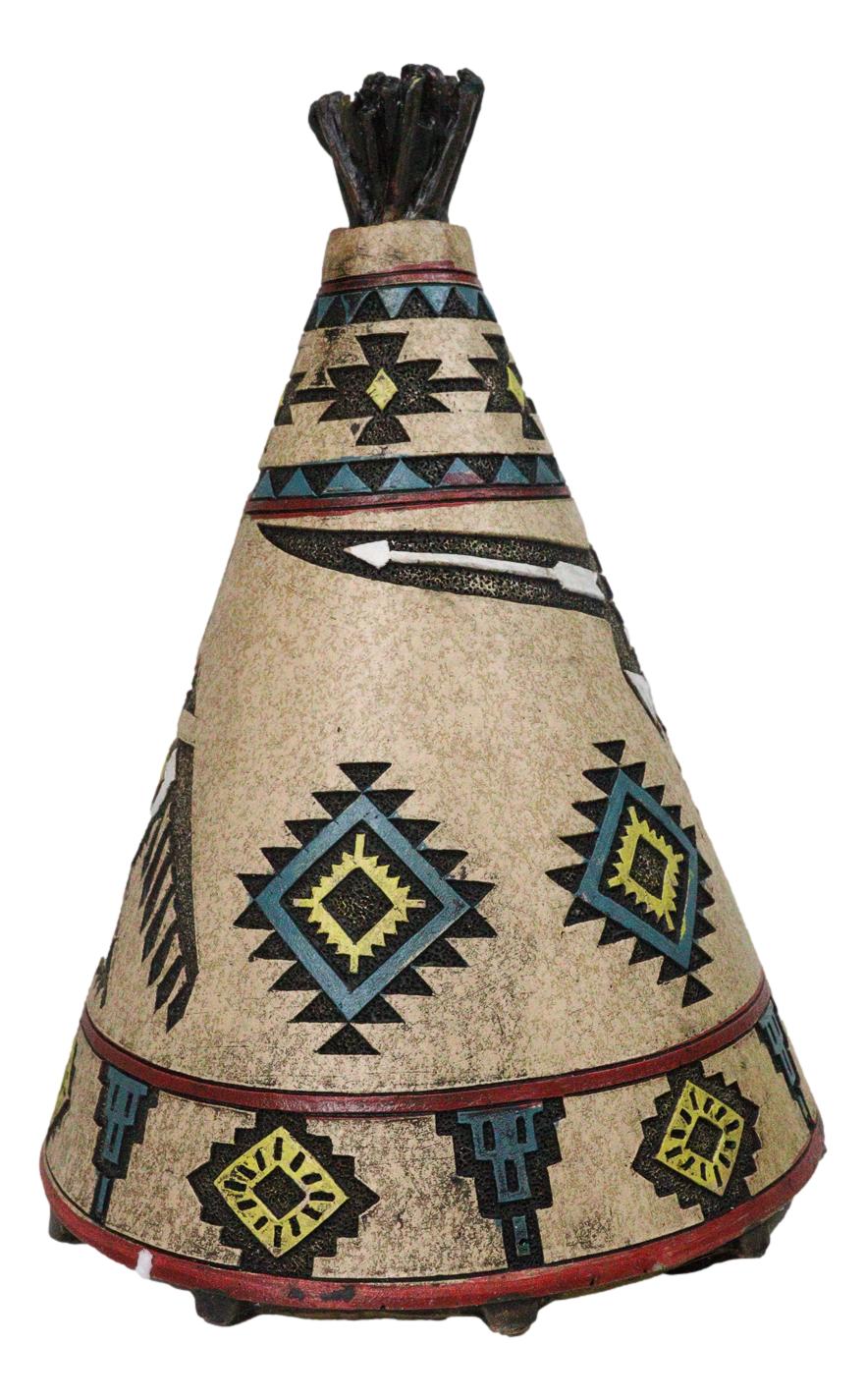 Rustic Southwestern Indian Teepee Hut With Aztec Cow Skull Money Coin Piggy Bank