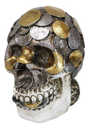 Metallurgy Currency Silver and Gold Coins Skull Face Money Coin Bank Figurine