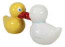 Bath Tub Themed Duckies White Yellow Ducks Kissing Salt & Pepper Shakers Set